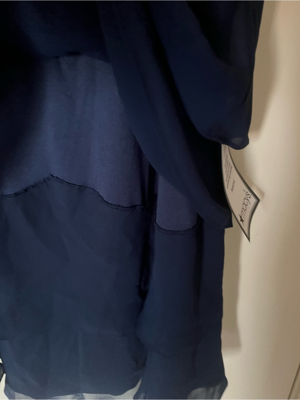 SLNY Navy Beaded Chiffon Jacket and Layered Dress - Picture 6 of 7